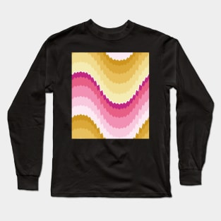 Bargello waves pattern pink and golden Long Sleeve T-Shirt